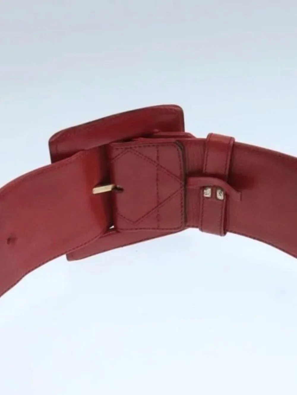 CHANEL Bicolore Belt Leather 26.4"-31.1" Red Gold CC Auth yk16186 - Picture 9 of 12